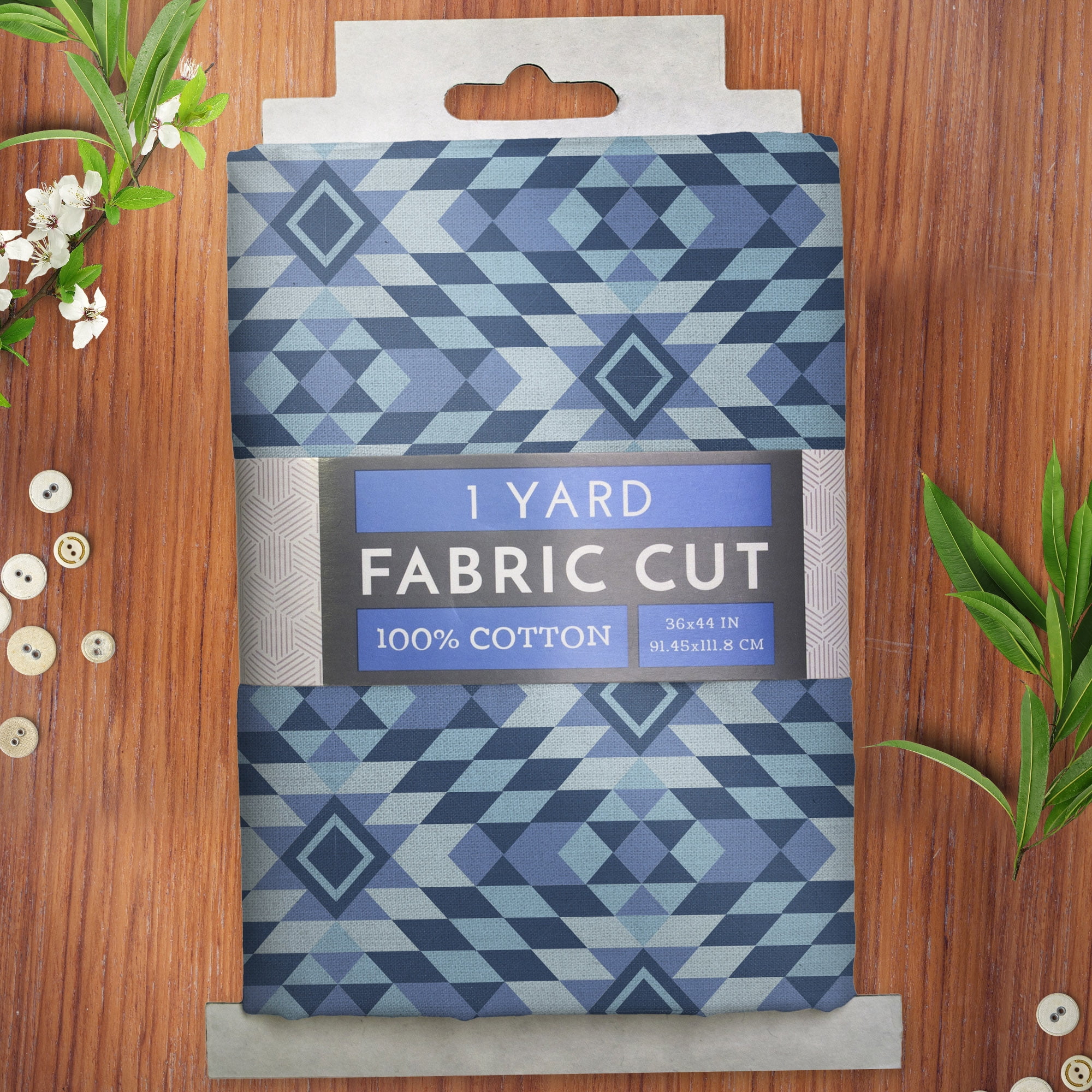1 Yard 100% Cotton Killim Pattern, Blue, 44" Wide for Quilting & Sewing by David Textiles