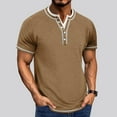 thumbnail image 2 of Kaemgyyd Men's Henley Shirt Soft Button Collar Short Sleeve Summer Tee Casual Color Block Beach Golf Workout Tops, 2 of 6