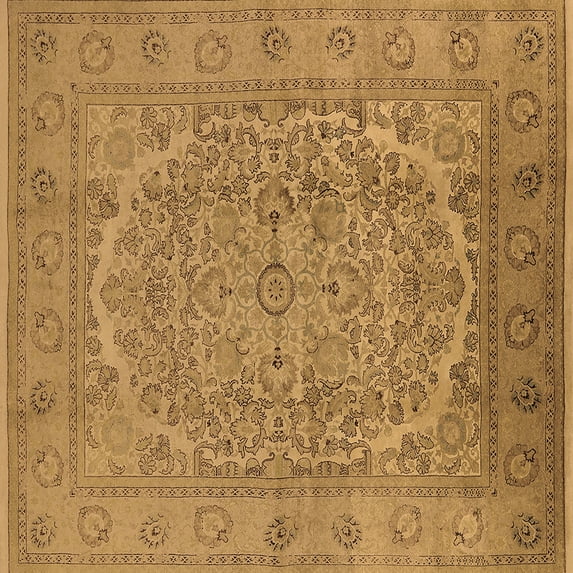Ahgly Company Indoor Square Oriental Brown Industrial Area Rugs, 7' Square
