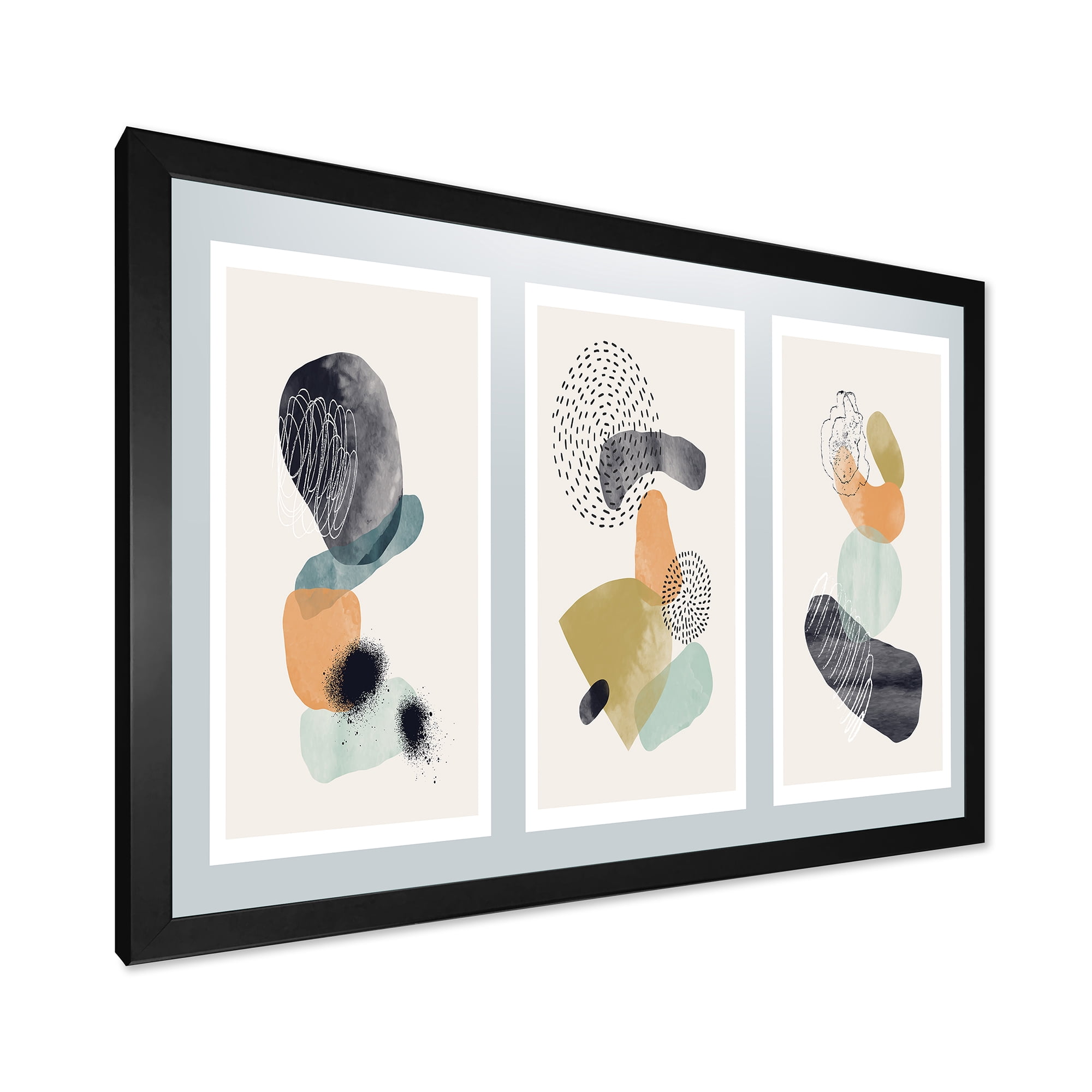 Designart 'Compostion Minimalistic of Organic Shapes I' Modern Framed Art Print