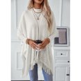 thumbnail image 5 of SWSMCLT Women's V Neck Cardigan Knit Sweater Crochet Long Cardigan Sweaters Solid Cutout Oversized Warm Open Front Soft Cozy Spring Flowy Fringe White Small-X-Large, 5 of 5