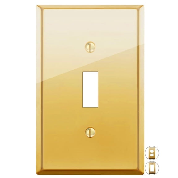 Rio Salto BRASS Signature Collection Midsize Polished Gold Toggle Light Switch Covers Wall Plate Single Togle Wallplate Decorative Gold 1 Gang Metal Toggle Midsize 1-Pack