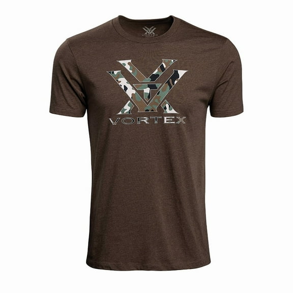 VORTEX Adult Male Camo Logo Short Sleeve Tee, Color: Brown Heather, Size: M
