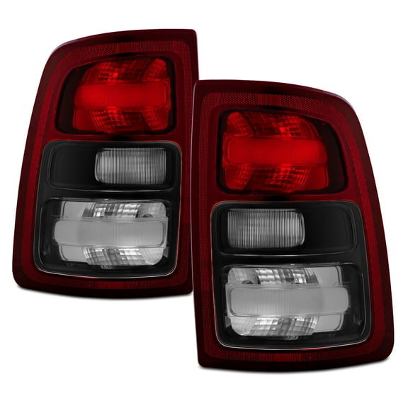 AKKON - Fits 2019-2024 Dodge Ram 2500 BIG HORN / TRADESMAN [Halogen Type] Black Bezel Tail Lights Pair Driver Passenger