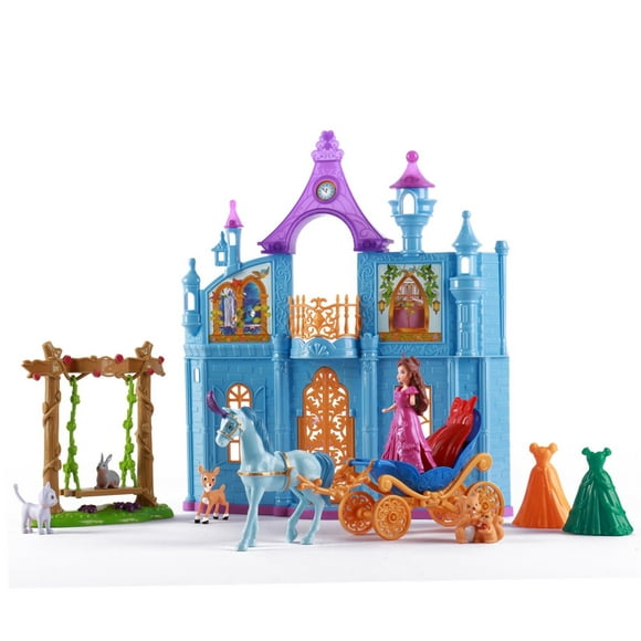Vokodo Princess Castle Deluxe Playset With Doll Animal Friends Enchanted Swing Magical Horse And Carriage 3 Wardrobe Options Pretend Play Toys Perfect Early Learning Gift For Preschool Children Girls