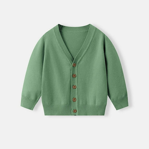 WMTBSRSW Boys Girls Ribbed Knitted Cardigan Sweater V Neck Long Sleeve Sweater Lightweight Button Down Jacket Fall Winter Thermal Cotton Comfortable Tops 4-5Years