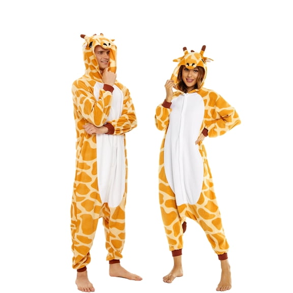 Giraffe Pajamas Unisex Adult CANASOUR Polyester Animal Women and Men One-Piece Onesie Medium