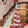 thumbnail image 4 of Christmas Tree with Lights Tinsel Christmas Tree Decoration Artificial Christmas Tree 4.92FT Foldable Pencil Tinsel Christmas Tree With Ball & Light for Xmas Home Office Party Decor, 4 of 9