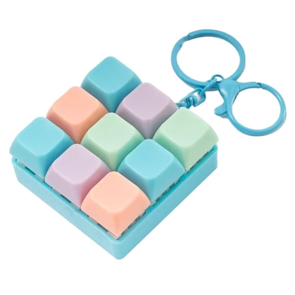 Keyboard Fidget Toy Keychain, 9-in-1 Keyboard Decompression Button Finger Clicker Stress Relief Fidget Toy Gift