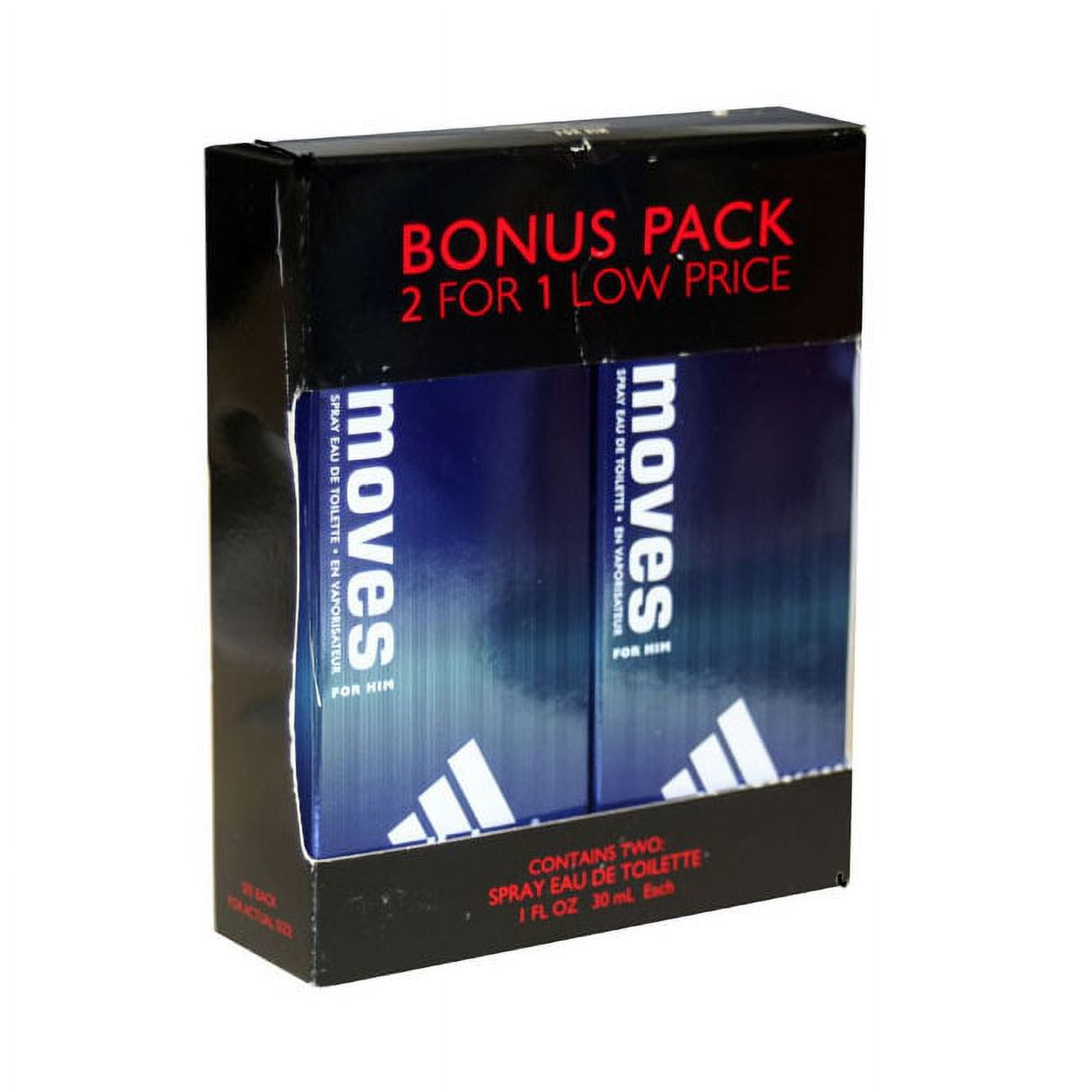 Adidas Moves by Coty for Men 1.0 oz Eau de Toilette Spray Multi-Pack of 2