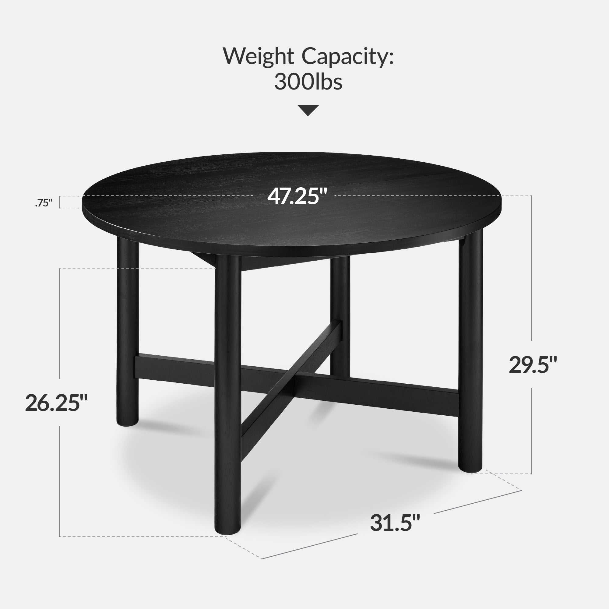 Best Choice Products 47In Round Solid Wood Dining Table, Modern Farmhouse Table For 4, Space Saving, Easy Assembly - Black
