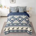 thumbnail image 2 of jejeloiu Ancient Aztec Theme 7-Piece Bedding Comforter Set,Retro Geometric Rhombus King Bedding Sets,Beige Blue Bed Sheets For Kids,Breathable Home Decor Reversible, 2 of 8