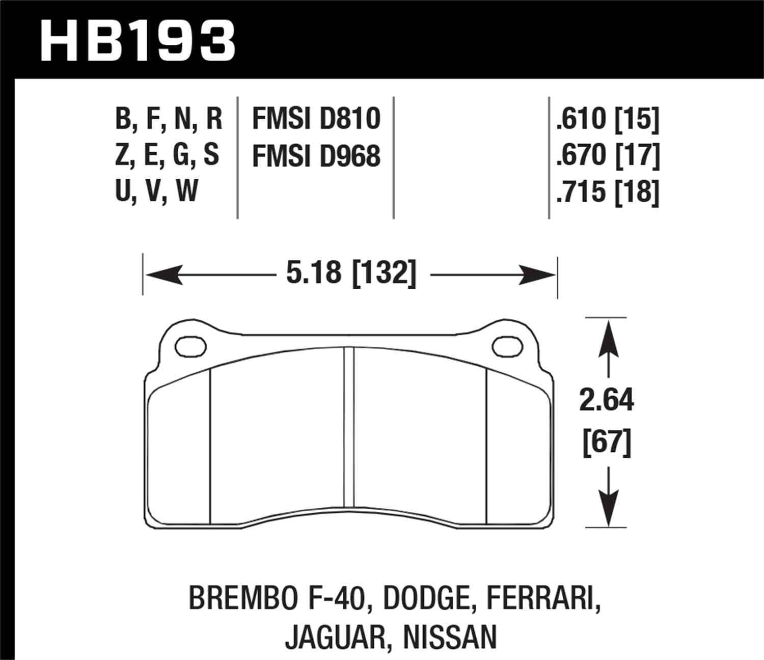 Hawk Performance HB193B.670 HPS 5.0 Disc Brake Pad Set
