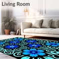 thumbnail image 2 of ODIKA 2'x3' Machine Washable Non-Slip Area Rug, Botanical Bloom Medley with Interlocking Petal Motifs and Artistic Swirls High Traffic Rug with Pad, Black, 733669, 2 of 8
