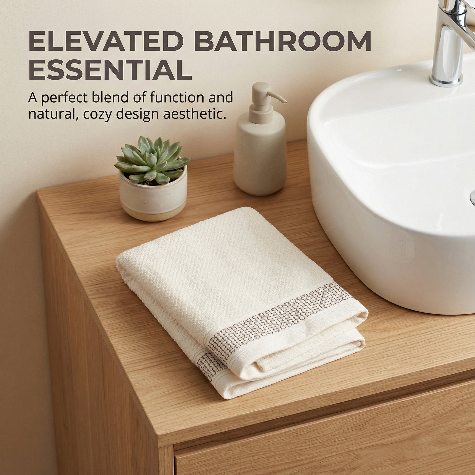 Unique Bargains Cotton Waffle Textured Hand Towels Milky White 4pcs 29" x 13"