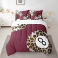 thumbnail image 2 of Manfei Leopard Print Billiards 7-Piece Bedding Comforter Set,Ball Gamer King Bedding Sets,Red Brown Black Bed Sheets For Teens,Microfiber Bedroom Decor Reversible, 2 of 8