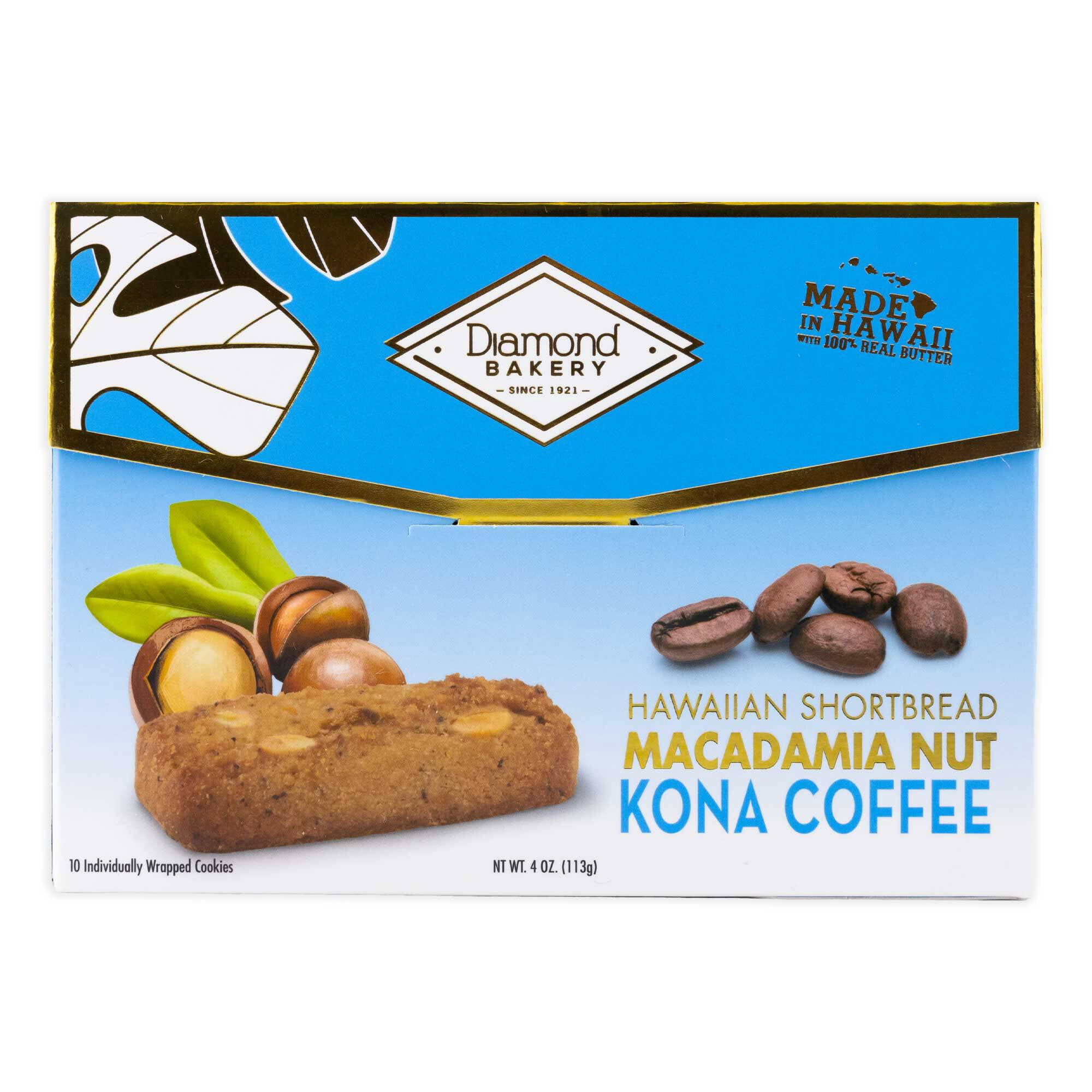 Diamond Bakery Hawaiian Baked Kona Coffee & Macadamia Shortbread Cookies 4 oz