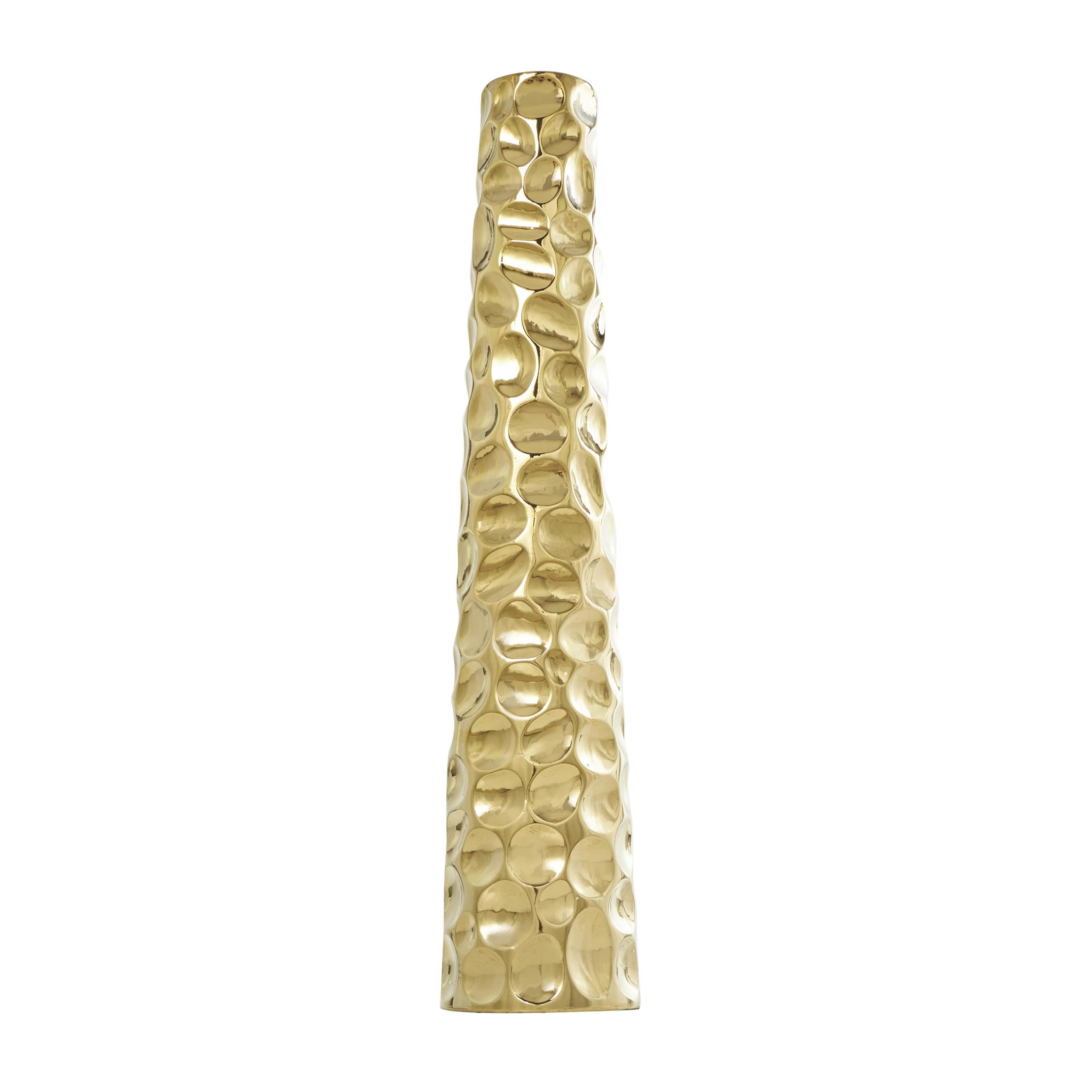 DecMode 39" Geometric Bubble Gold Ceramic Vase with Concaved Circles