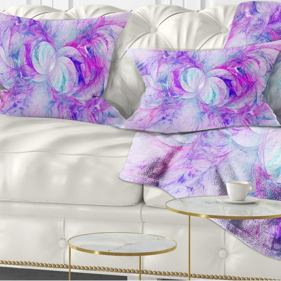 Designart Light Purple Fractal Texture - Abstract Throw Pillow - 12x20