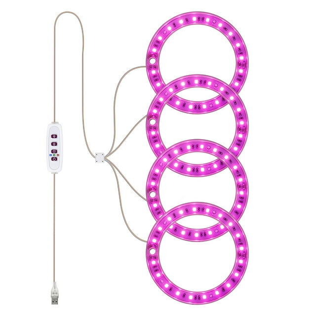 Graflsoa Pink Spectrum LED Grow Light for Succulents, Adjustable Height, USB Powered, 20 Beads, 5 Brightness Levels, 8H/12H/16H Timer, 1 to 4 Pack Options