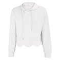 thumbnail image 5 of Cropped Hoodie Women Casual Elegant Cute Scalloped Hem Crop Sweatshirts Long Sleeve Drawstring Pullover 2026 Fall Soft Lightweight Hooded Tops Daily Travel Outfits, White 2XL, 5 of 9