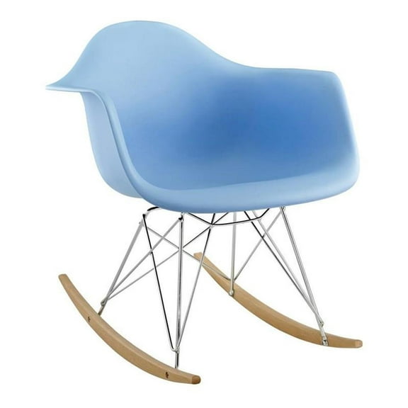 Pemberly Row 26" Mid-Century Plastic Rocker Arm Chair in Blue