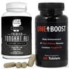 One Boost Testosterone Booster & TripleTek Tongkat Ali Extract Power Duo - Proven To Naturally Support Low T Quickly, Bundle Pack 2 Bottles
