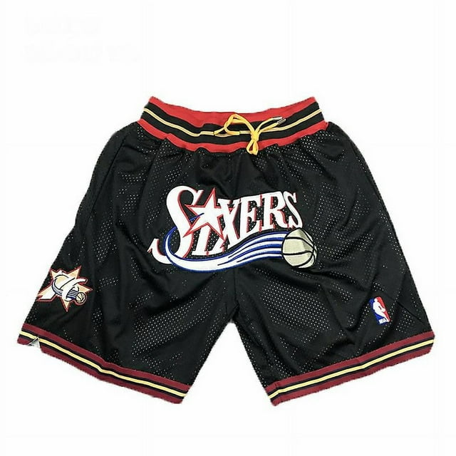76ers Sixers Vintage Just Don Large Mesh Embroidered Basketball Pants-YOUYOU