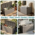 thumbnail image 5 of MINDYES 70 Gallon Resin Deck Box, Patio Cushions, Wicker Outdoor Storage Box Pool Toys & Garden Tools, Beige, 5 of 8