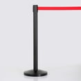 thumbnail image 2 of M&T Displays Crowd Control Stanchion Barriers Queue Post 37 inch High Safety Barrier Stands Line Dividers Retractable Red Belt 9.85'/118" Heavy Base Floor Standing Steel Indoor Outdoor (2-Pack), 2 of 10
