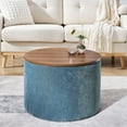 thumbnail image 3 of Lunale Round Storage Ottoman Set of 2, Chenille Upholstered Coffe Side Tables for Living Room, Dark Blue, 3 of 7