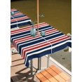 thumbnail image 2 of Square Outdoor Tablecloth with Umbrella Hole Navy Blue Red Striped Outside Table Cloth Waterproof Patio Table Cover Gradient Horizontal Lines Zipper Tablecloths for Picnic Party Camping 60x60 Inch, 2 of 8