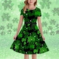 thumbnail image 4 of Lace Up Short Sleeve Dress Girls St Patricks Day Print Party Celebration Clothes, 4 of 5