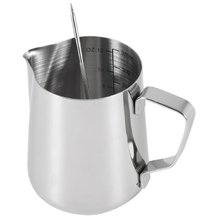 

Milk Frothing Pitcher 350Ml (12Oz)Steaming Pitchers Stainless Steel Milk Coffee Cappuccino Latte Art Barista Steam Pitchers Milk Jug Cup with Decorating Pen