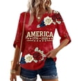 thumbnail image 5 of Evdexr Womens Independence Day Shirts Patriotic V Neck Tops 1776 2026 Graphic 3/4 Sleeve Usa Flag T Shirts 4th Of July Loose Fit Casual Shirt Wine S, 5 of 6