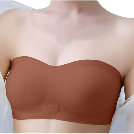 Gnurob Push Up Bra for Womens Lightly Lined Cups Bralette Wirefree Brassiere with Removable Strap Beauty Back Smoothing Bra Everyday Wear Clearance Saving Coffee Small