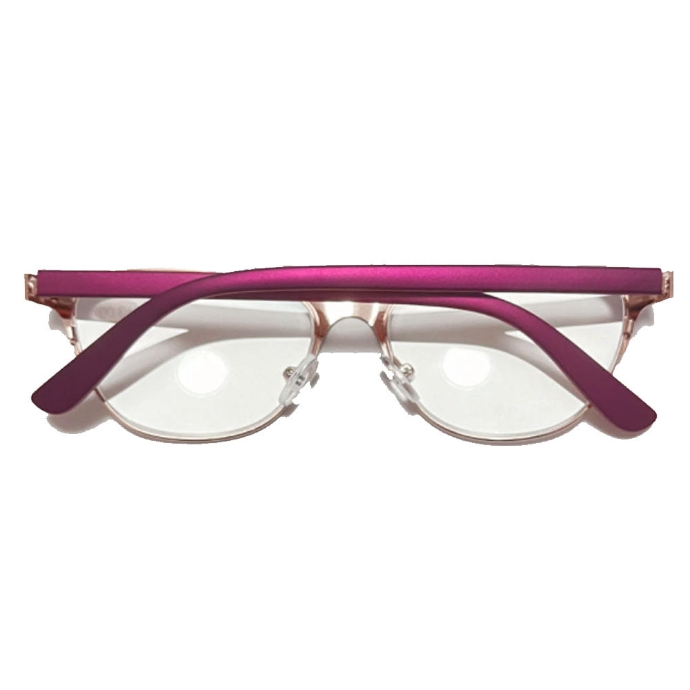 New Trendy Women's Purple Cat Eye Reading Glasses 3.50, Classic HD Fashion Metal Spring Hinge Readers +3.50