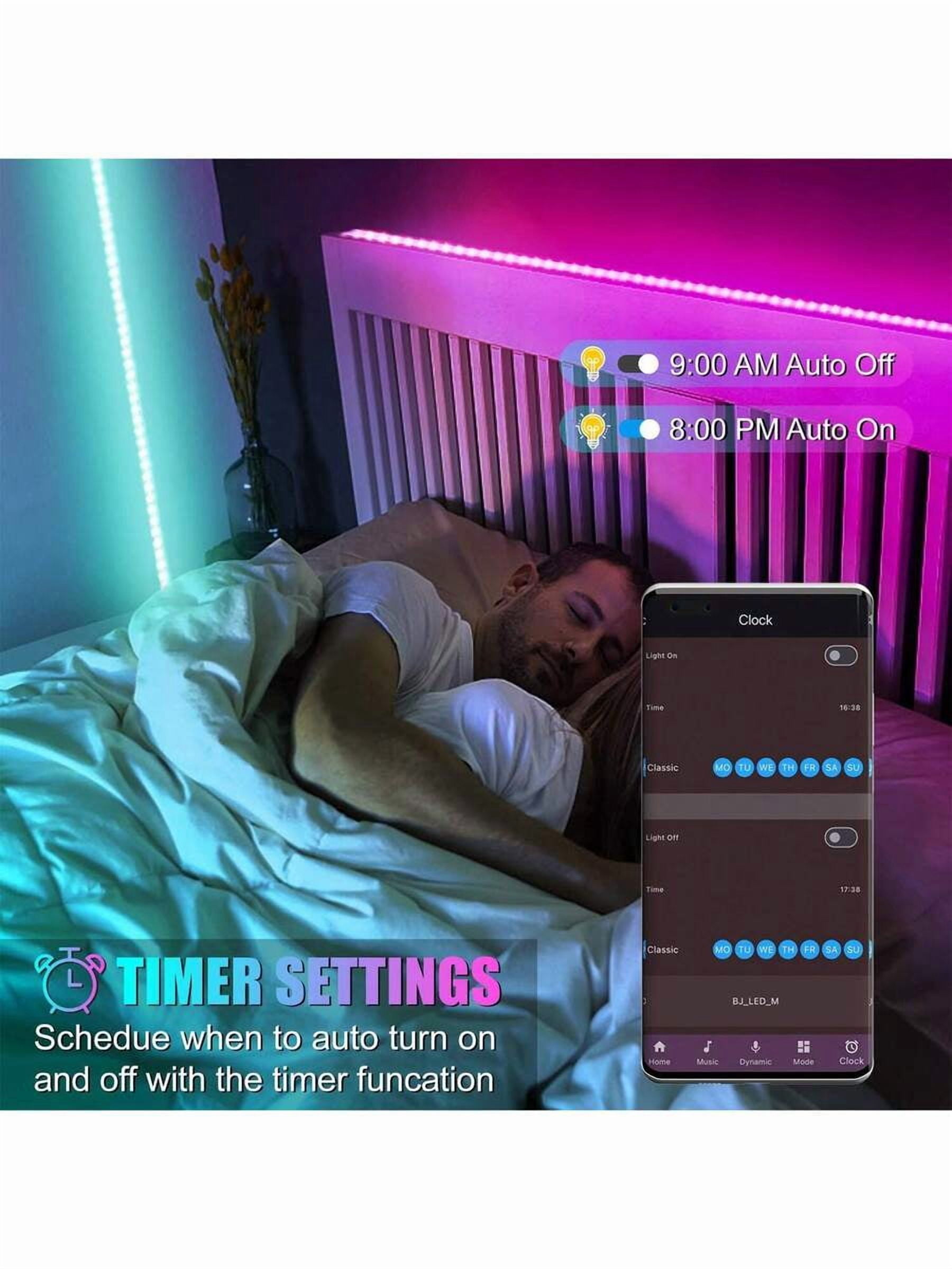 Music Sync LED Strip Lights 3-100ft, App & Remote Control, Color Changing, Timer, Dimmable, Easy Install for Bedroom Living Room Halloween Christmas Decor