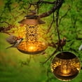 thumbnail image 2 of LACKUST Bird Feeders Outdoor Clearance,Solar-Powered Hanging Metal Bird Feeder with LED Light - Outdoor Garden Decor and Bird Attraction,Golden, 2 of 8