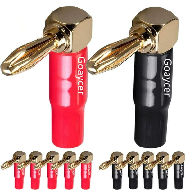 Conector de altavoz Goyacer, conectores tipo banana de 4 mm, 90°, 6 pares