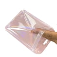 thumbnail image 4 of 50pcs Holographic Laser Transparent Plastic Zipper Jewelry Bag Pouch For Beads Gift Storage Small Business Packaging Supplies 5.5x22cm, 4 of 6