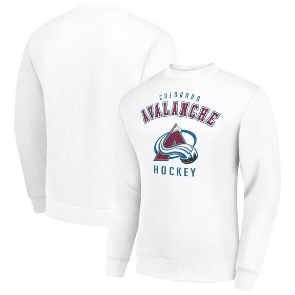 Men's Starter White Colorado Avalanche Team Logo Fleece Pullover Sweatshirt
