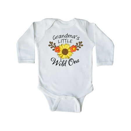 

Inktastic Grandma s Little Wild 1 with Beautiful Sunflower Gift Baby Boy or Baby Girl Long Sleeve Bodysuit