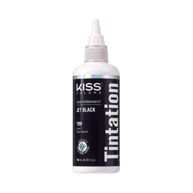 Kiss Tintation Tratamiento de color de cabello semipermanente 5.1 fl oz (5 onzas líquidas estadounidenses) (negro azabache)
