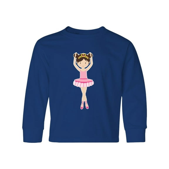 Inktastic Ballerina with Two Buns Long Sleeve Youth T-Shirt