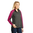 thumbnail image 4 of Port Authority Ladies Active Colorblock Soft Shell Jacket-XL (Grey Steel/ Pink Azalea), 4 of 6
