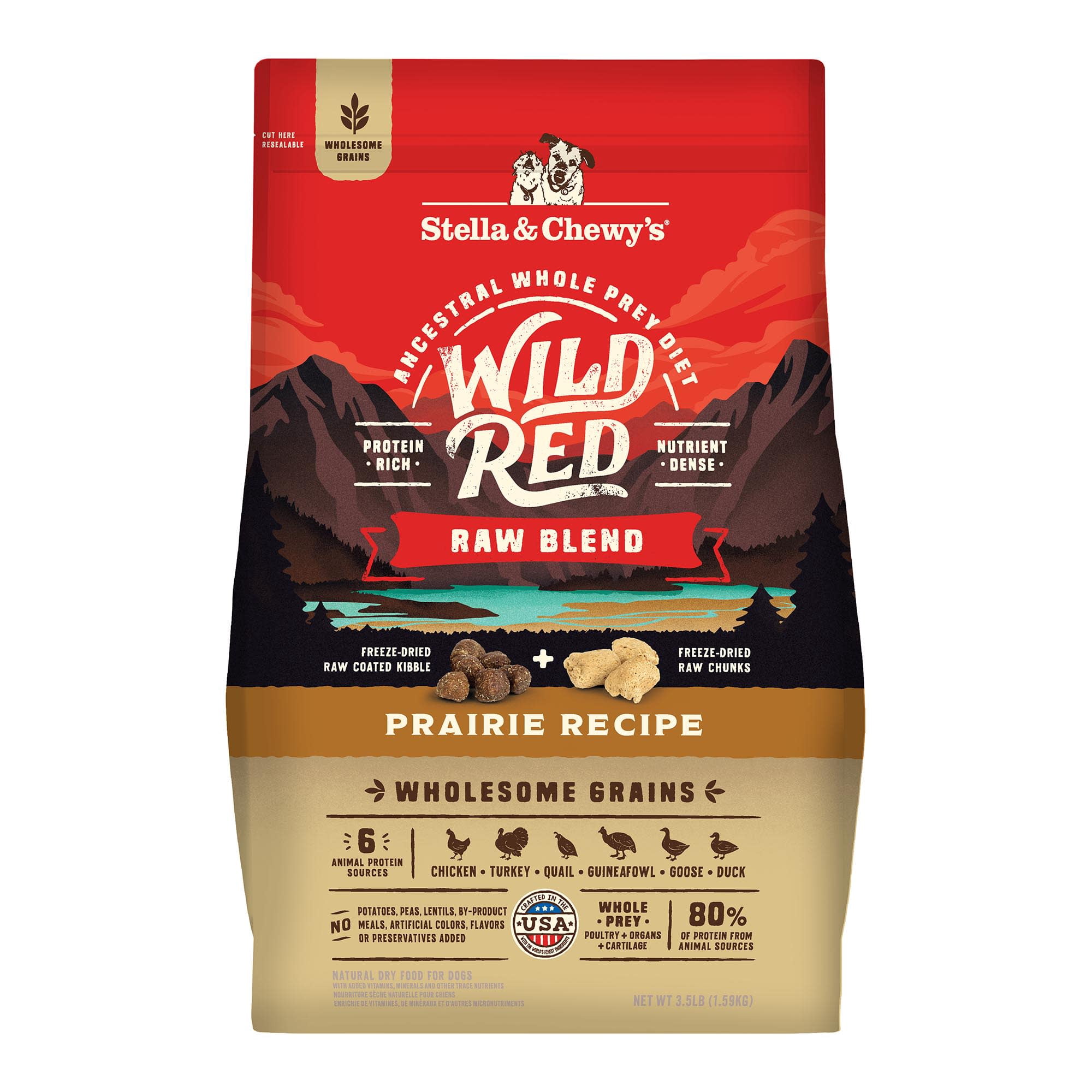 Stella & Chewy's Wild Red Raw Blend High Protein Wholesome Grains Prairie Recipe Dry Dog Food, 3.5 lbs.