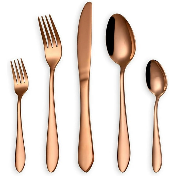 Glossy Black Cutlery Cutlery Set 5 Piece Stainless Steel Fork Spoon Set for 6 Serves (Black, 1 Sets)