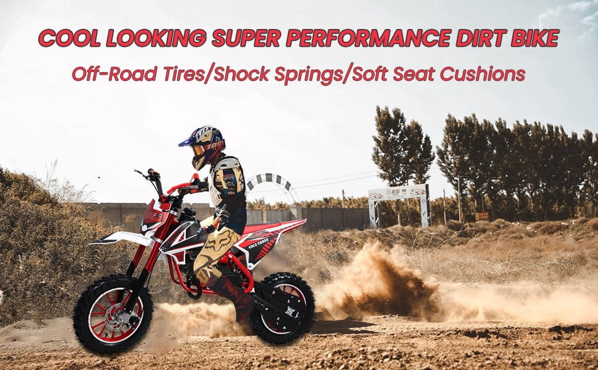 Kids Dirt Bike 49cc EPA Approved, 2-Stroke 25mph 10+ Miles for Teens Red