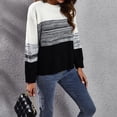 thumbnail image 2 of Suéter de mujer con hombros caídos y cuello redondo de manga larga con degradado para otoño invierno negro M, 2 of 6